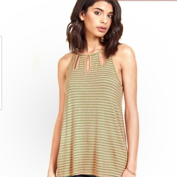 Modcloth Tops - Modcloth Pink Green Stripe Halter Tank Large
